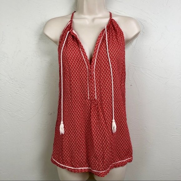 Joe Fresh Red White Boho Style Racerback Top - Picture 15 of 16